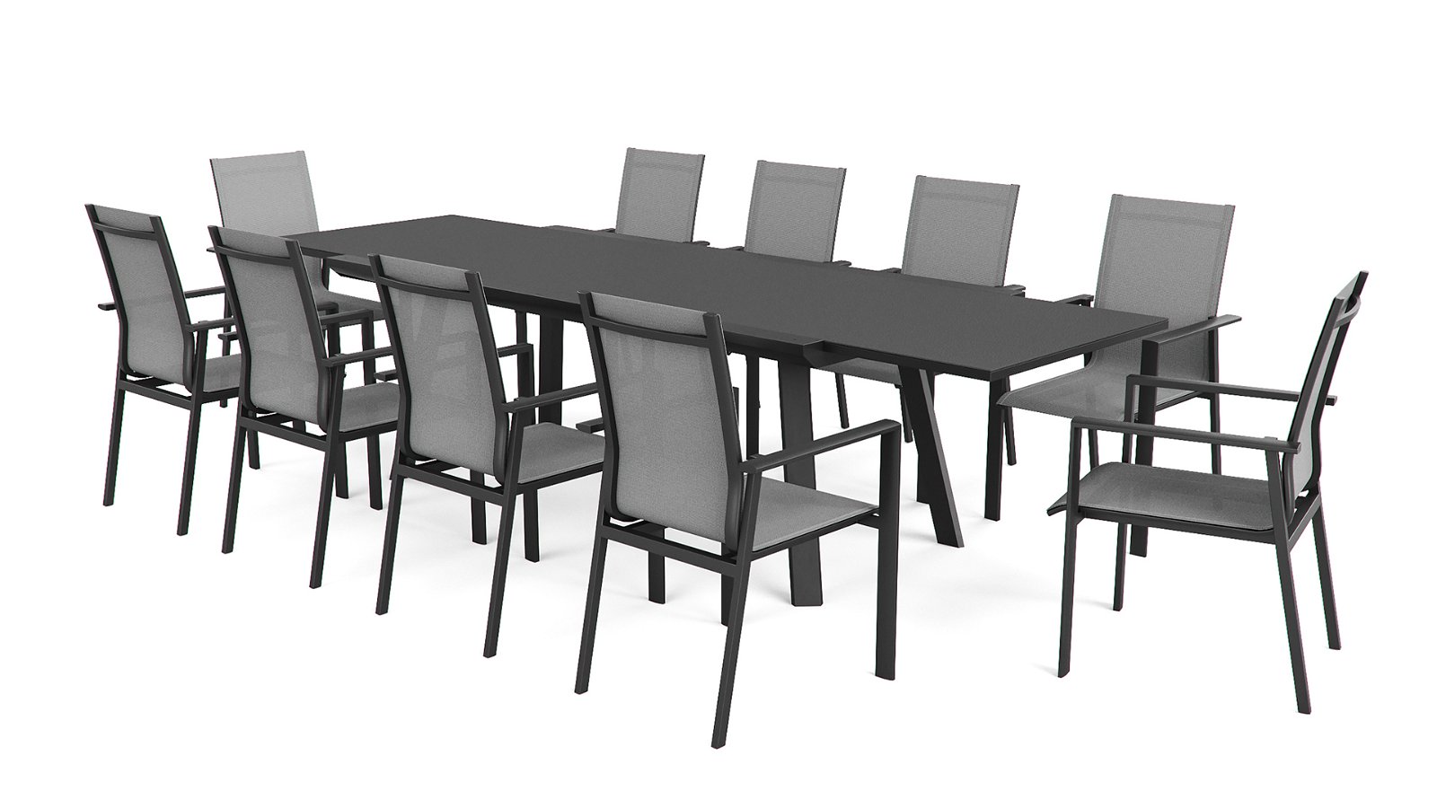 Table + chaises jardin XXL - Aluminium GRIS Graphite - MOBILIER DE